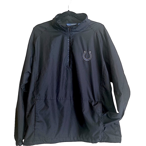 INDIANAPOLIS COLTS REEBOK Coaches 1/4 Zip Wind Jacket Black Men’s Size L… - Picture 2 of 9